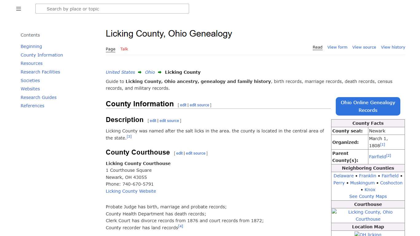 Licking County, Ohio Genealogy • FamilySearch